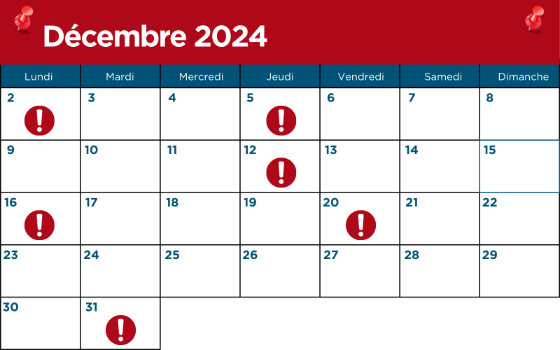 Entreprises : vos principales échéances fiscales et sociales pour décembre 2024